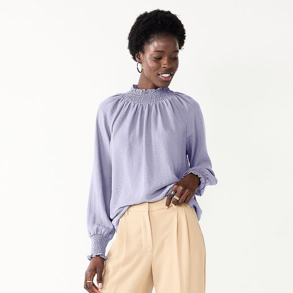 Nine West Tops - Nine West Women's  Long Sleeve Smocked Top, Size: XXL Lt Purple NWT